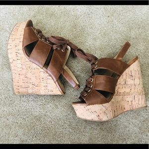 Lace-up Cork Wedges